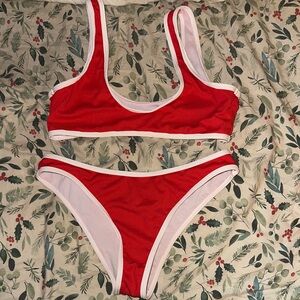 SHEIN Red and White Bikini Set